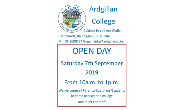 Open Day - Saturday 7th September (10-1pm)